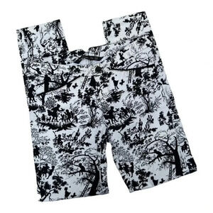 Zara Trafaluc MMXII Collection Cream Black Printed‎ Cropped Pants Stretch Size 2